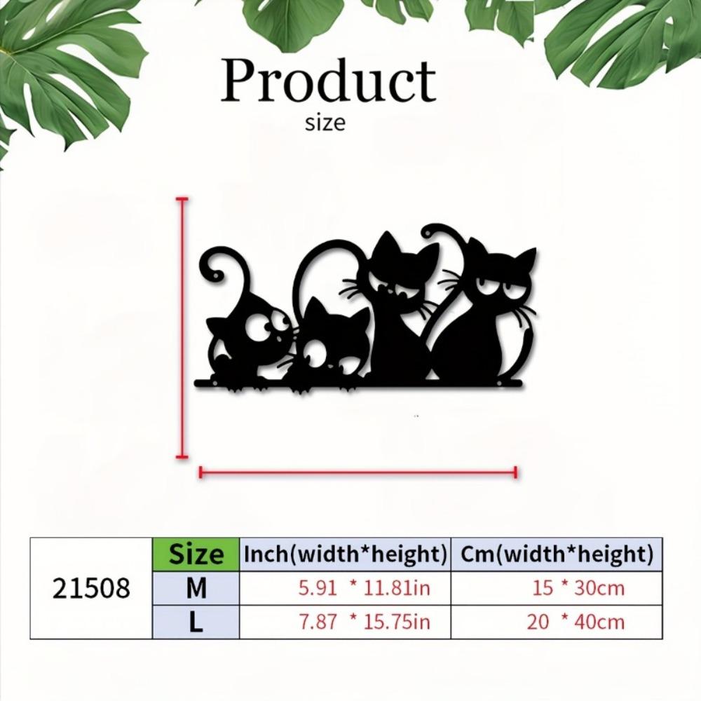 1pc Minimalist Black Cat Metal Wall Art Decor Modern Hanging for Living Room Bedroom Kitchen Garden Home