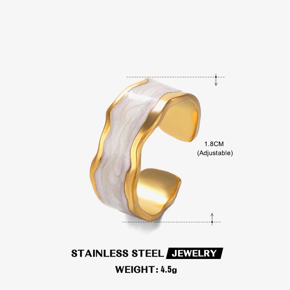 

Stainless Steel Gold Color Drip Ring For Women French Vintage Adjustable Ring Party Jewelry Accessory