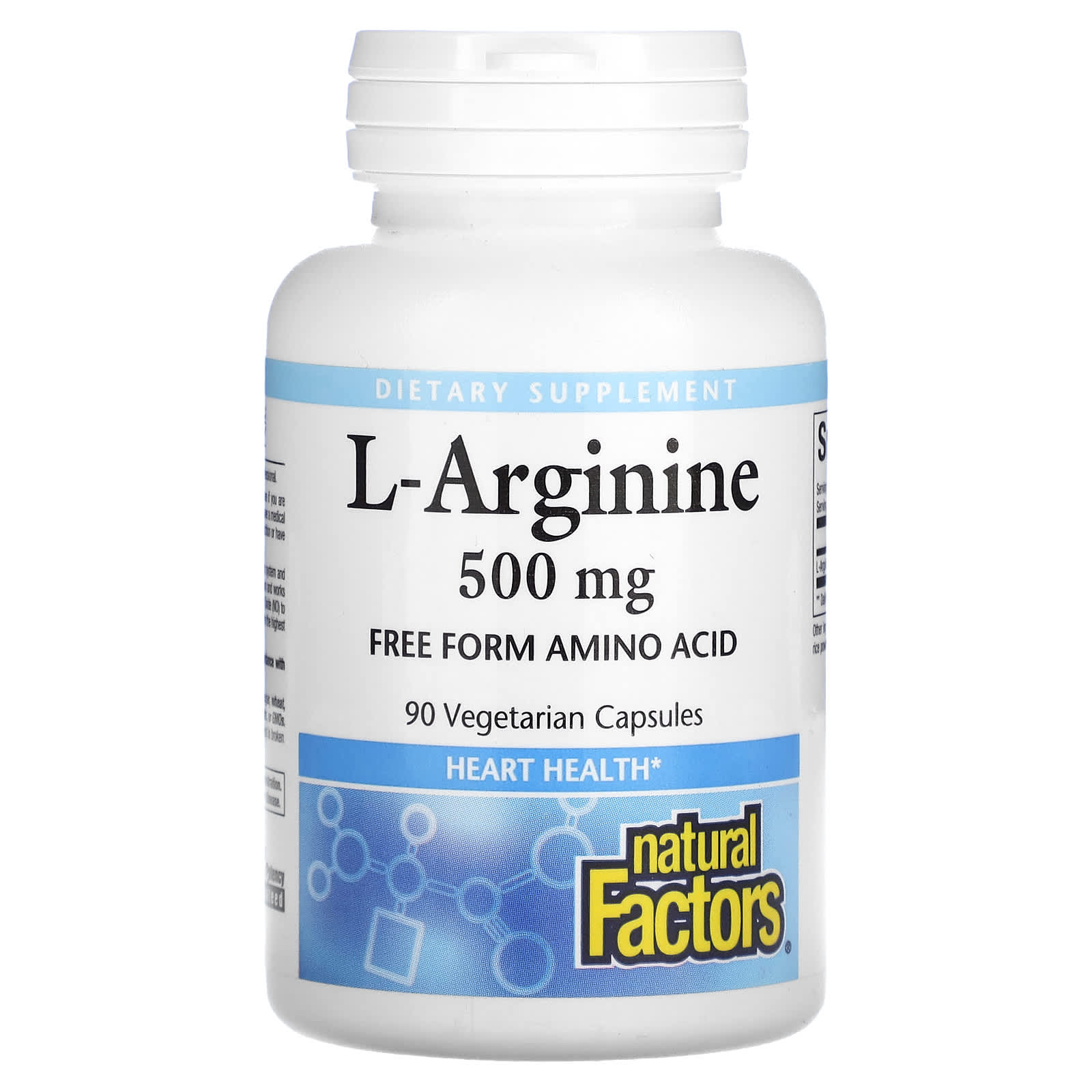 

Natural Factors, L-аргінін, 500 мг, 90 овочевих капсул