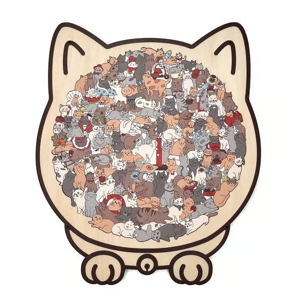 135-Piece Cat & Dog Animal Wooden Jigsaw Puzzle Ornament for Creative Home Decor