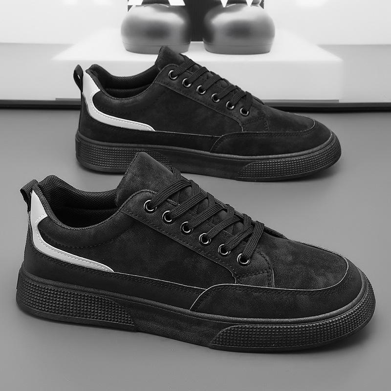 

Men s Spring 2024 Breathable Canvas & Leather Shoes: Korean-Style Trendy, Versatile, Casual, Thick-Soled, Wear-Resistant Fashion Footwear Size 44