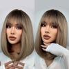 Cover Bangs Gradient Gray Long Silk Wigs High Temperature Chemical Fiber Wig Head Straight Hair