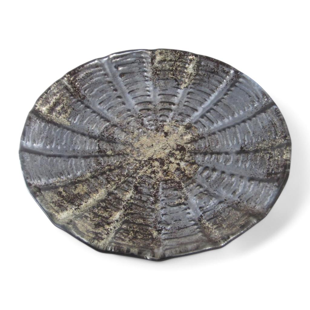 Serving Plate Glass Plate Round Plate Medium Black Gold 18cm Sairan J-kitchens