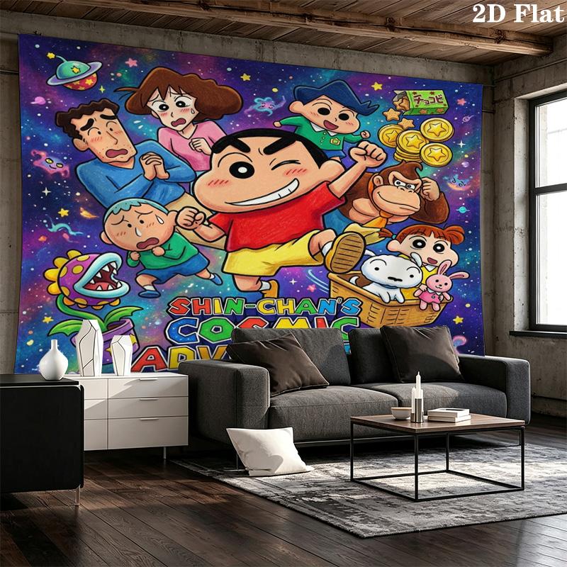 Crayon Shinchan Wall Tapestry Aesthetic Wall Hanging Printed Fabric Blanket Decorative Tapestries For Bedroom Living Room Home Decor