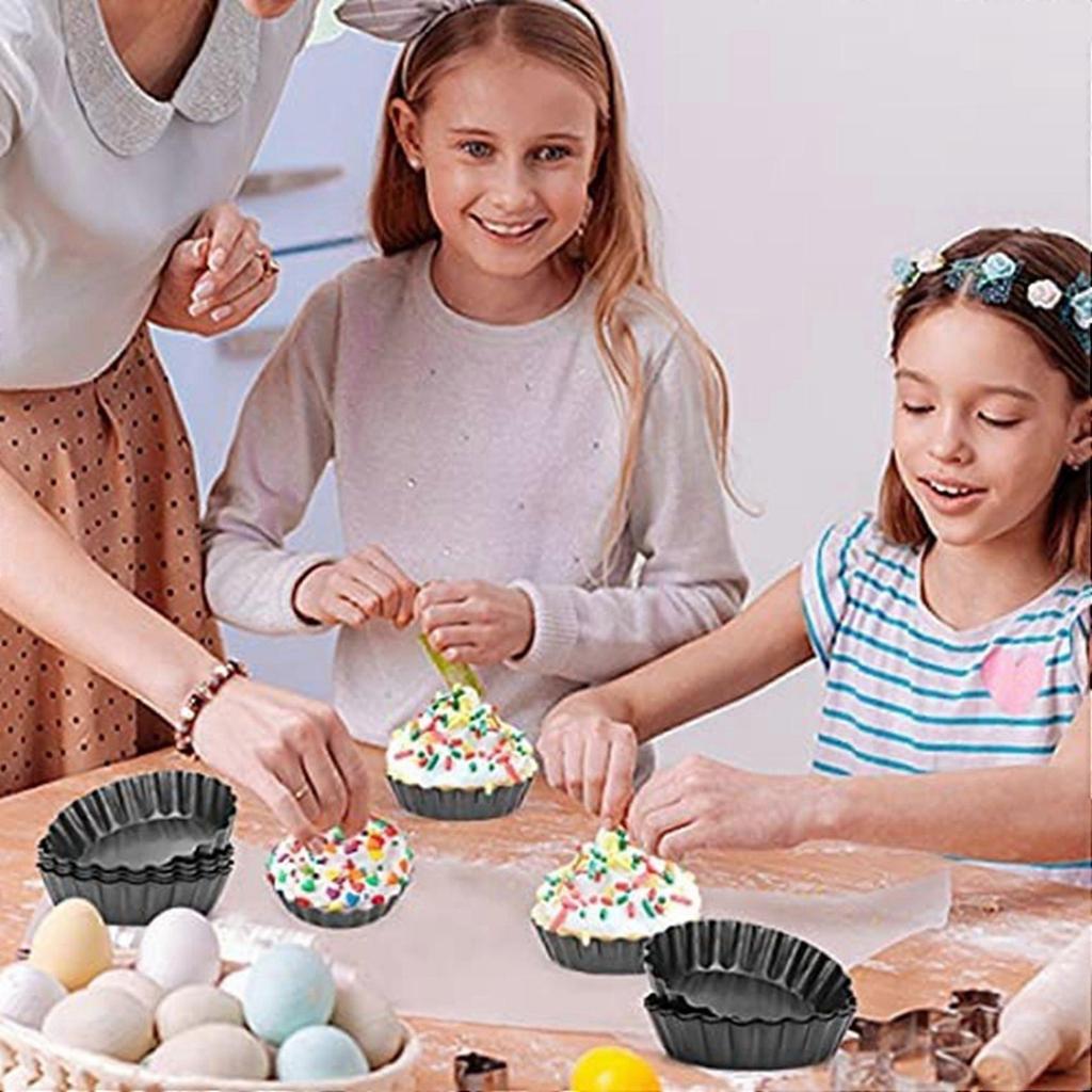 52 Pcs Egg Tart Molds, 3inch Mini Tart Pans Removable Bottom, Cupcake Cake Muffin Mold Tin Pan Baking Tool