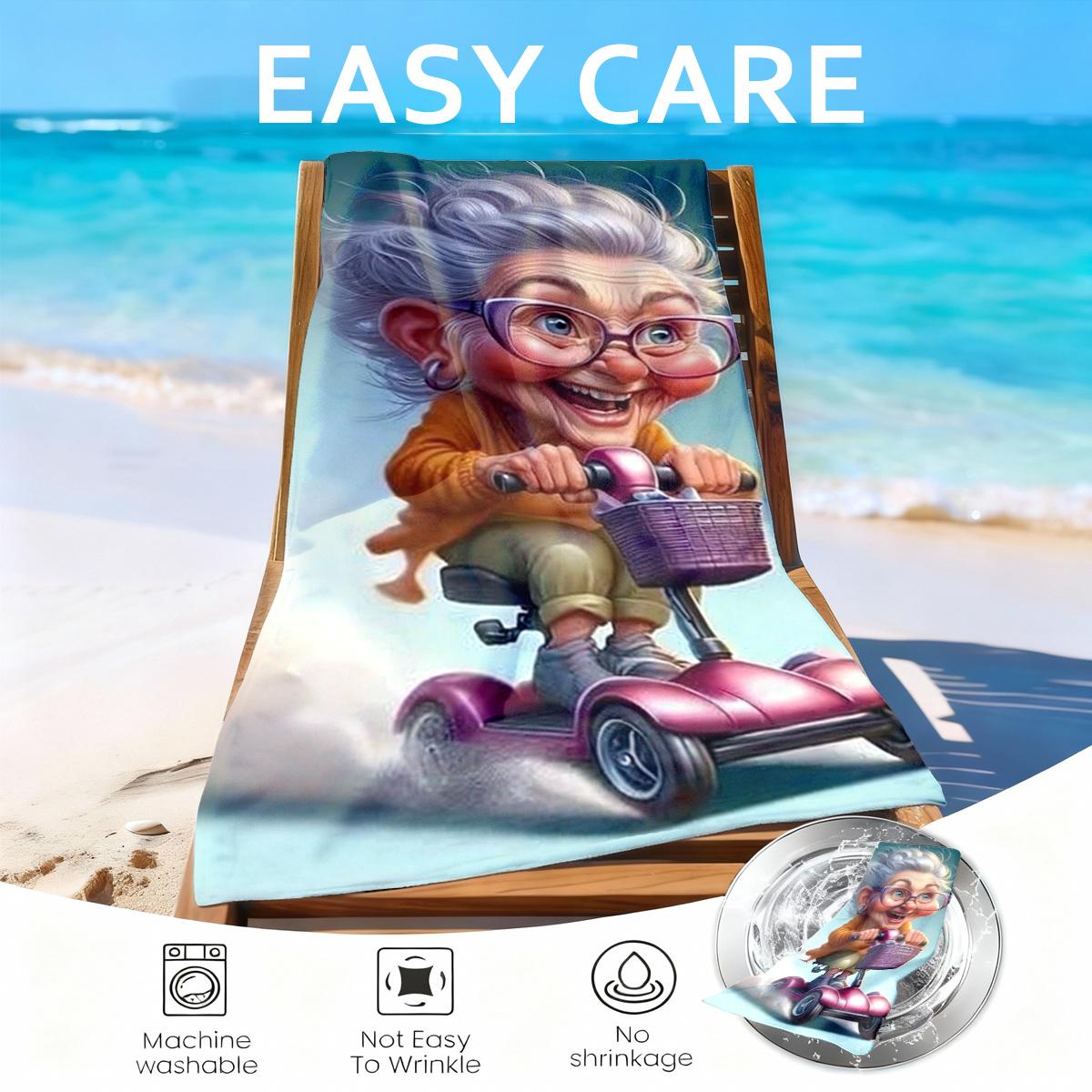 

1pc Silvery-Haired Couple Beach Towel, Quick-Drying Ultra-Soft, Multi-Purpose for Yoga Travel Swimming Camping Beach Vacation W30*H60(CM)