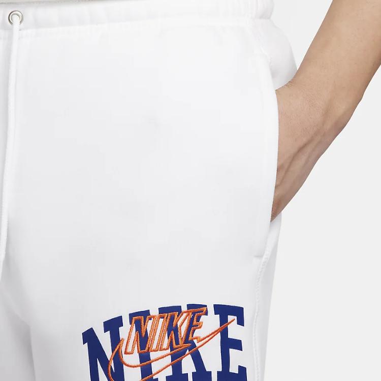 Nike Club Fleece Letter Print Drawstring Casual Cuffed Fleece Joggers Men Joggers White FV4454-100