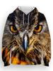 Vintage Owl Animal 3D Print Hoodies Men Fashion Hooded Owls Bird Sweatshirts Hoody Pullovers Harajuku Tracksuit  Male Clothing