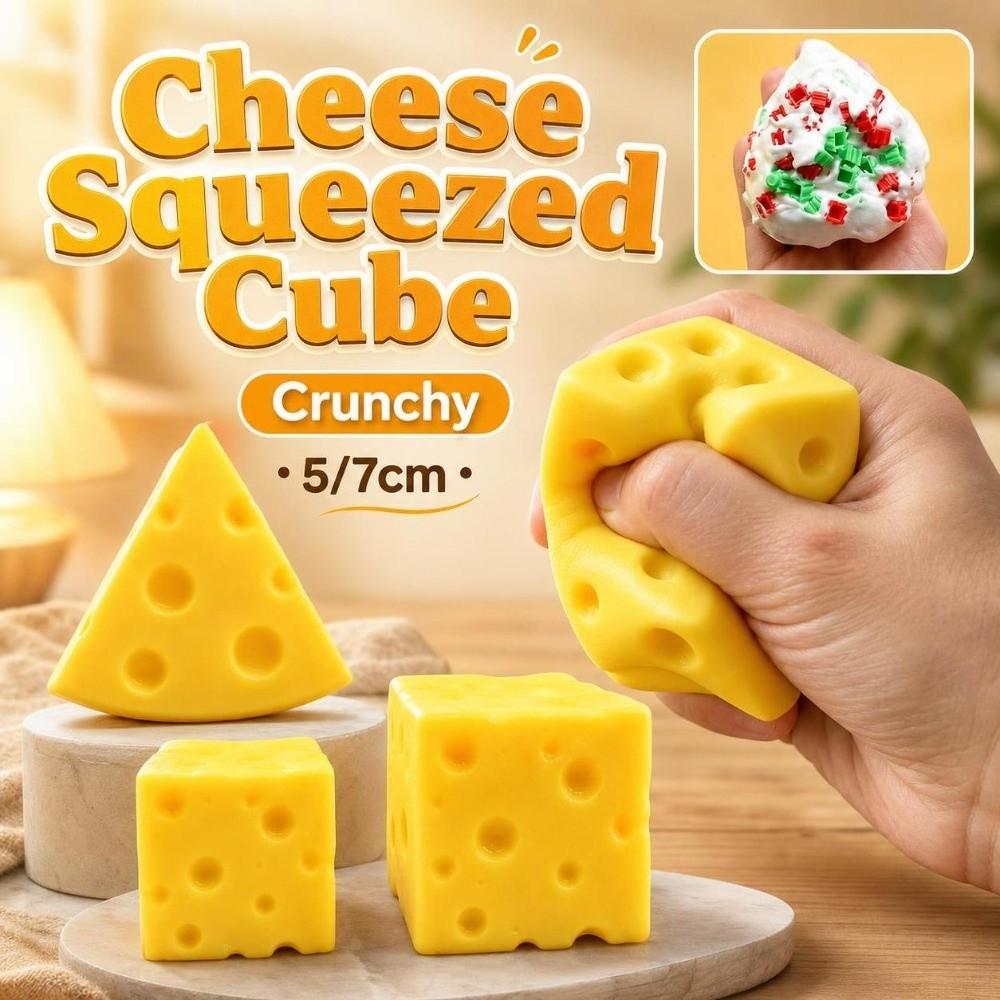 Crunchy Cheese Squeezed Cube 5/7cm Triangle Cheese Squishy Toy TPR Fidget Toy Office Desk Toy