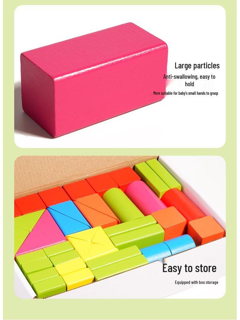 Colored Wooden Blocks - Educational Assembling Toy for Toddlers