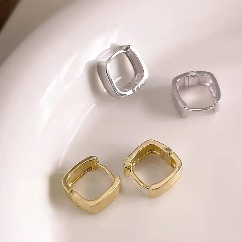 Huajie Simple Square Shape Earrings Buckle for Women Wild Office Lady Style New Korean Fashion Ear
