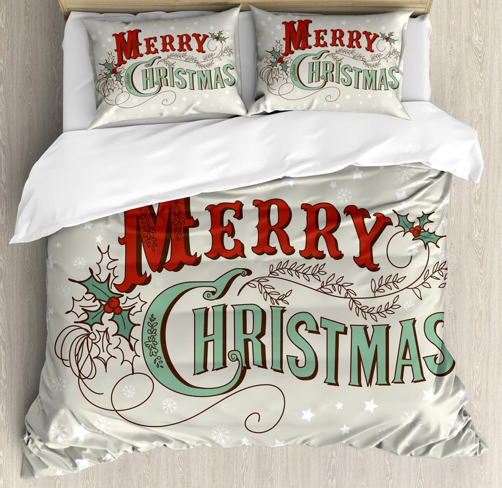 Red Christmas Duvet Cover Santa Claus White Beard Snowman Microfiber Cartoon Children Teens Happy New Year Bedroom Decorations