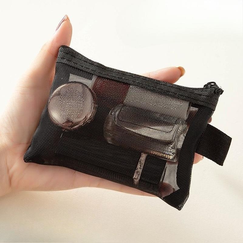 Mesh Makeup Bag Mini Zipper Women Cosmetic Organizer Coin Purse Cute Wallet Small Storage Pouch