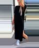 2024 Summer Women's Solid Color Short Sleeve Round Neck Slit Hem Dress