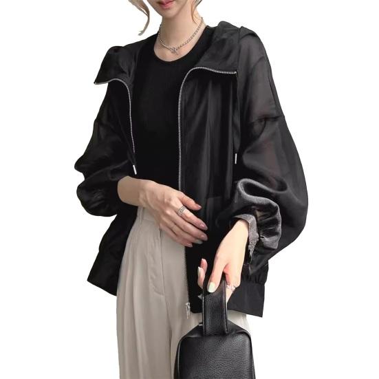 Leichte Sonnenjacke für Damen mit durchgehendem Reißverschluss, Sonnenschutz-Shirts mit langen Ärmeln, Trainings-Hoodie-Jacken mit Taschen
