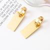 Hollow rectangular women's clip earrings, stainless steel plated with 18K gold, personalized pendant earrings