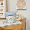 Puppy Mug with Lid Spoon Cute High Looking Couple Water Cup for Girls Home Creative Ceramic Cup Souvenir