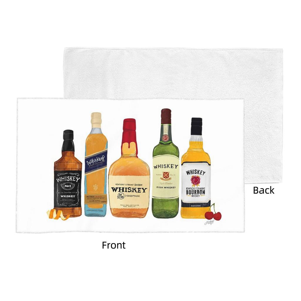 Whiskey Bottles Illustration Soft Face Towel Quick Dry Pool Bath Cotton Towels Breathable