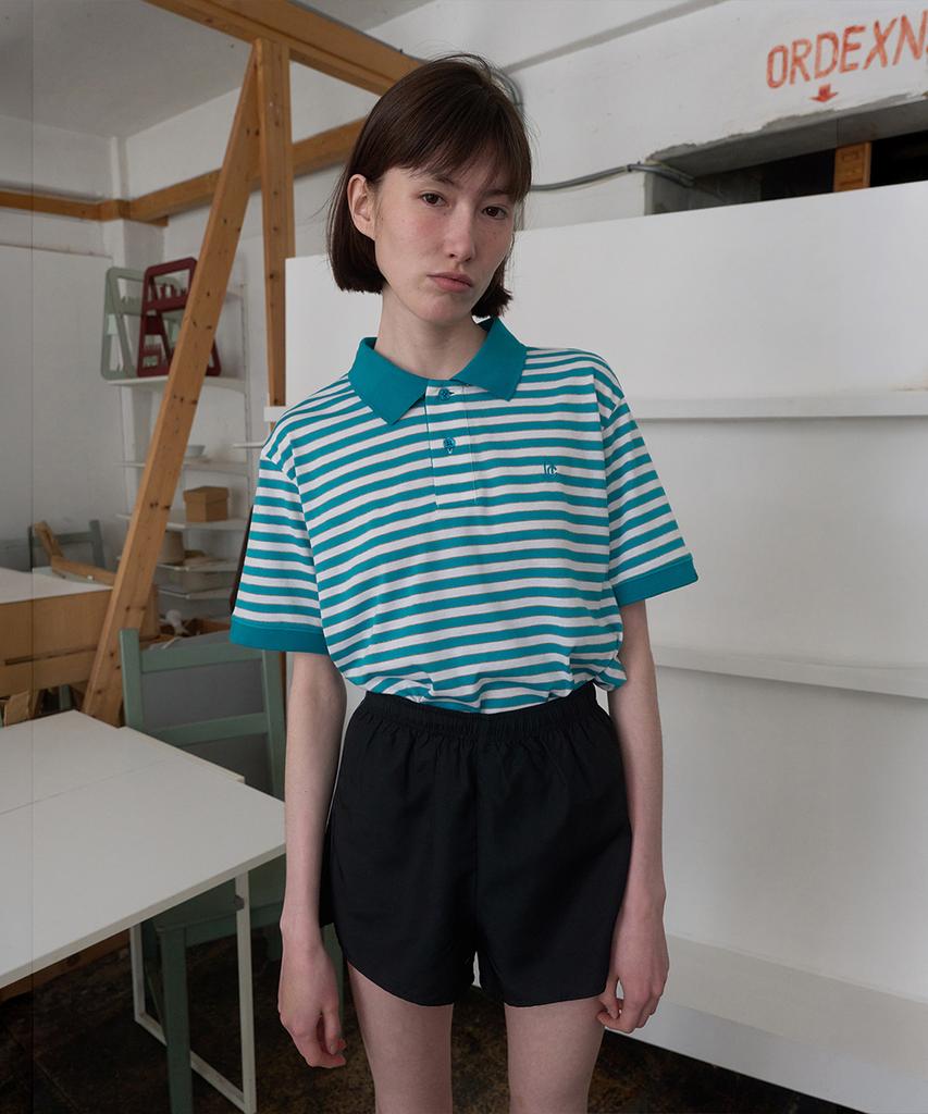 Nokeontencheu 354. Striped Polo Shirt _ Blue Green