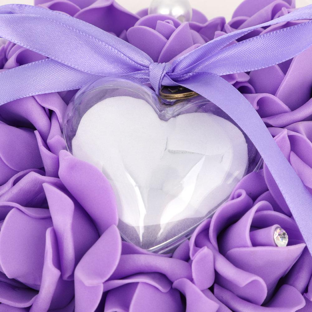 Romantic Rose Wedding Favors Heart Pearl Gift Ring Box Pillow Cushion White Red