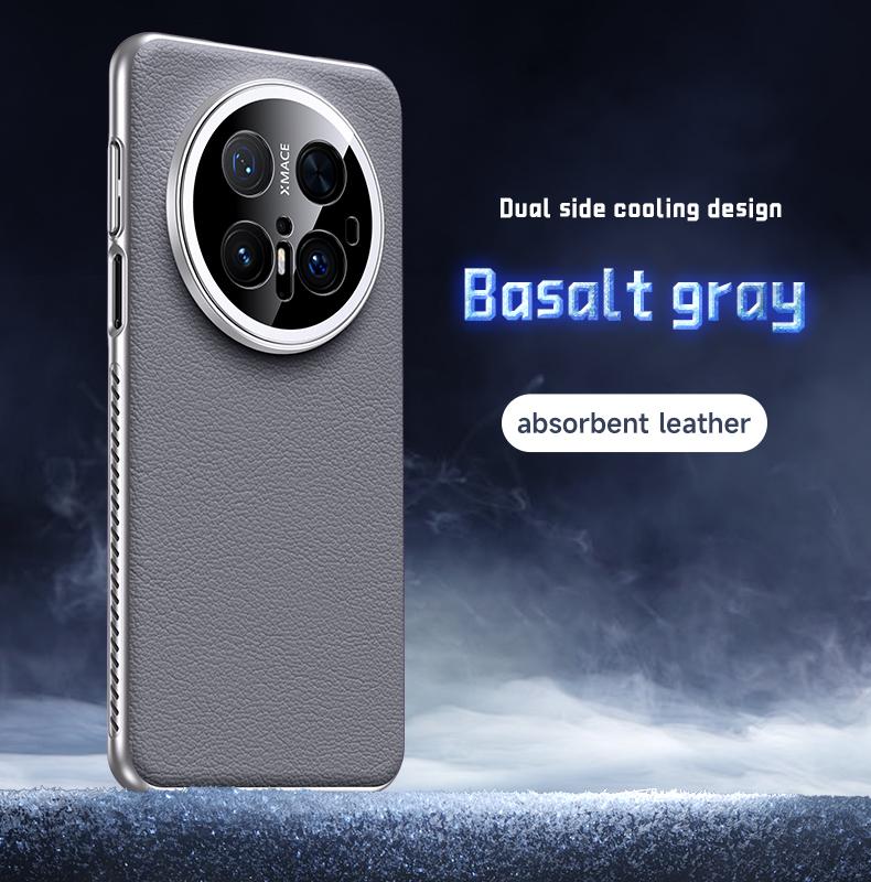 

Eco-Friendly Sustainable Vegan Leather Case For Huawei Mate 60 / 70 Pro+ Plus With Camera Lens Protector Heat Dissipation No Magnetic&Huawei Mate 60 Pro сірий колір