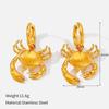 18K Gold-plated Stainless Steel Crab Pendant Earrings, Hammered Metallic European and American Style Earrings, Seaside Vacation Accessories