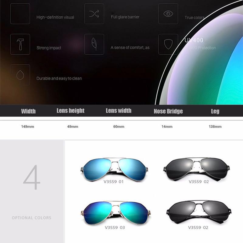 VEITHDIA Stainless Steel Men's Sunglasses Polarized Mirror Lens Eyewear Accessories  3559
