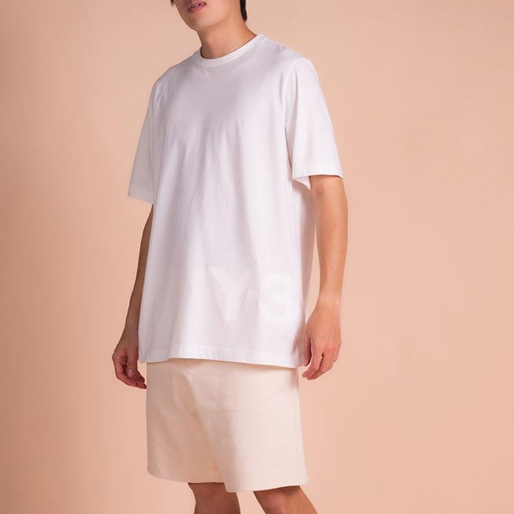 Y-3 SS22 Logo Print Solid Color Crew Neck T-Shirt Men Tops White HG6094