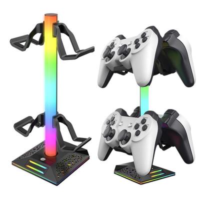 RGB-Game-Controller-Ständer, 10 Beleuchtungseffekte, Kopfhörerhalter, Display-Rack mit 2 USB-Lade-Headset-Gamepad-Ständer für PS5