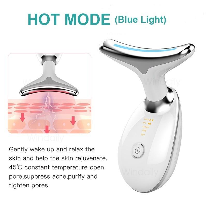 2.5W Neck Face Beauty Device LED Lights Photon Therapy Massager Wrinkle Remove Skin Care Massage Facial Tool