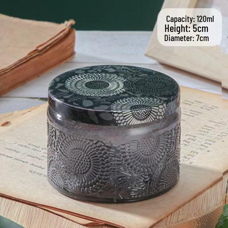 Embossed Glass Jar: DIY Flameless Scented Candle Cup with Colored Pattern