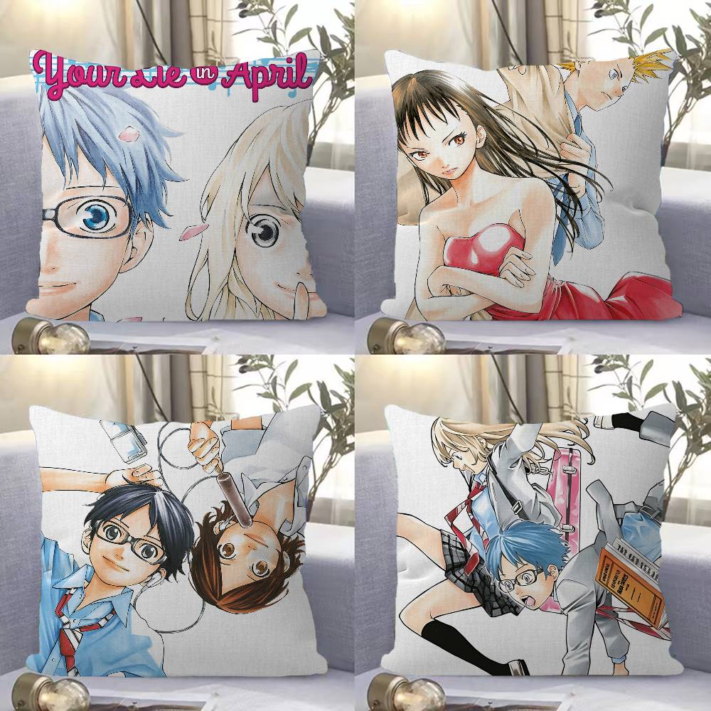Your Lie In April Anime Decorative Room Aesthetics Pillow Case Home Decor Bedroom Sofa Bed Couch Pillow Cover 45x45