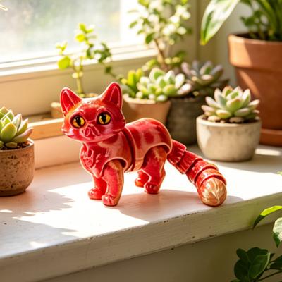 3D Printed Cat Figurine Movable Joints Kitten Figure Stress Relief Articulated Animal Fidget Toy Desktop Decoration Ornament Party Favors
