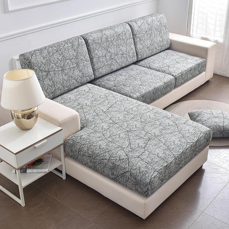 Elastischer Sofa-Sitzbezug, Vier-Jahreszeiten-Sofabezug, kratzfest, dick, mit Blumendruck, flexibles Sitzkissen mit elastischer Unterseite