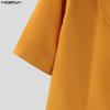 INCERUN Men Summer Lapel Neck Short Sleeve Buttons Casual Shirts Tops