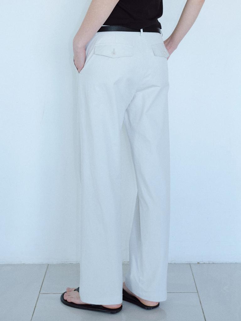 TEXT ROOM Low-Rise Straight Pants_Light Gray