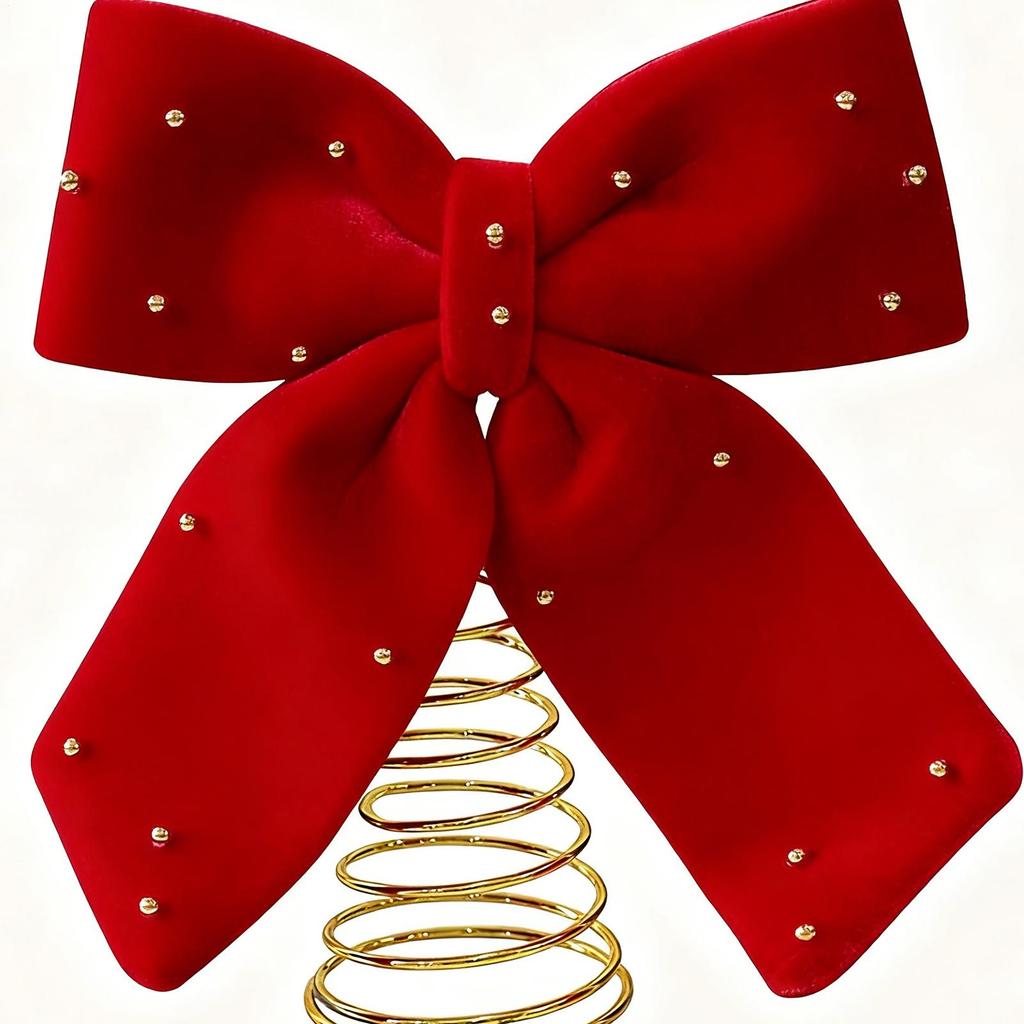Christmas Toppers For Trees Velvet Large Ornaments Red Bow Tree Topper Christmas Ornaments For Indoor Outdoor Party Home Decor
