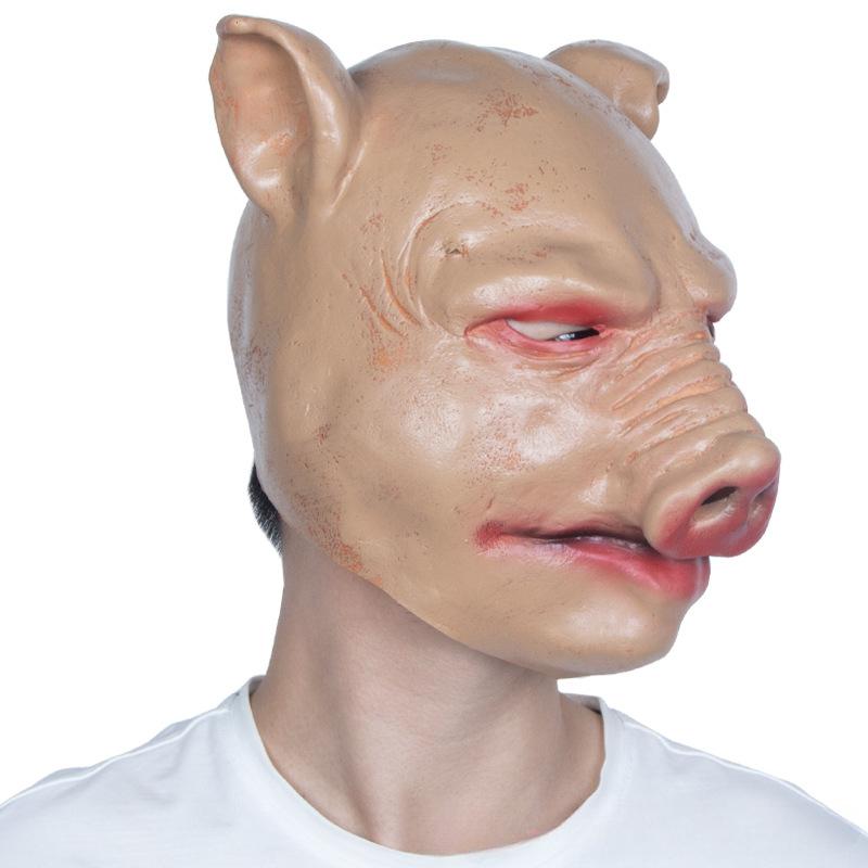 Halloween Animal Mask Chainsaw 3 Adult Horror Latex Headgear Prom Party Pig Head Mask Full Face
