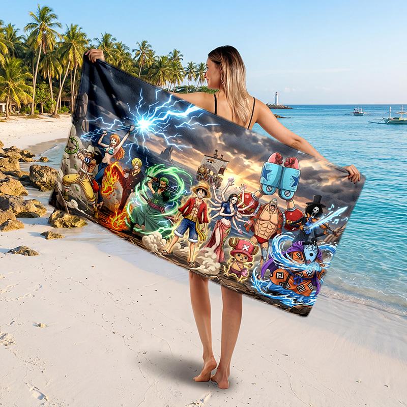 One Piece Printed Swim Towel, Portable Water Absorbent Towel for Beach Camping Daily Bathroom Use