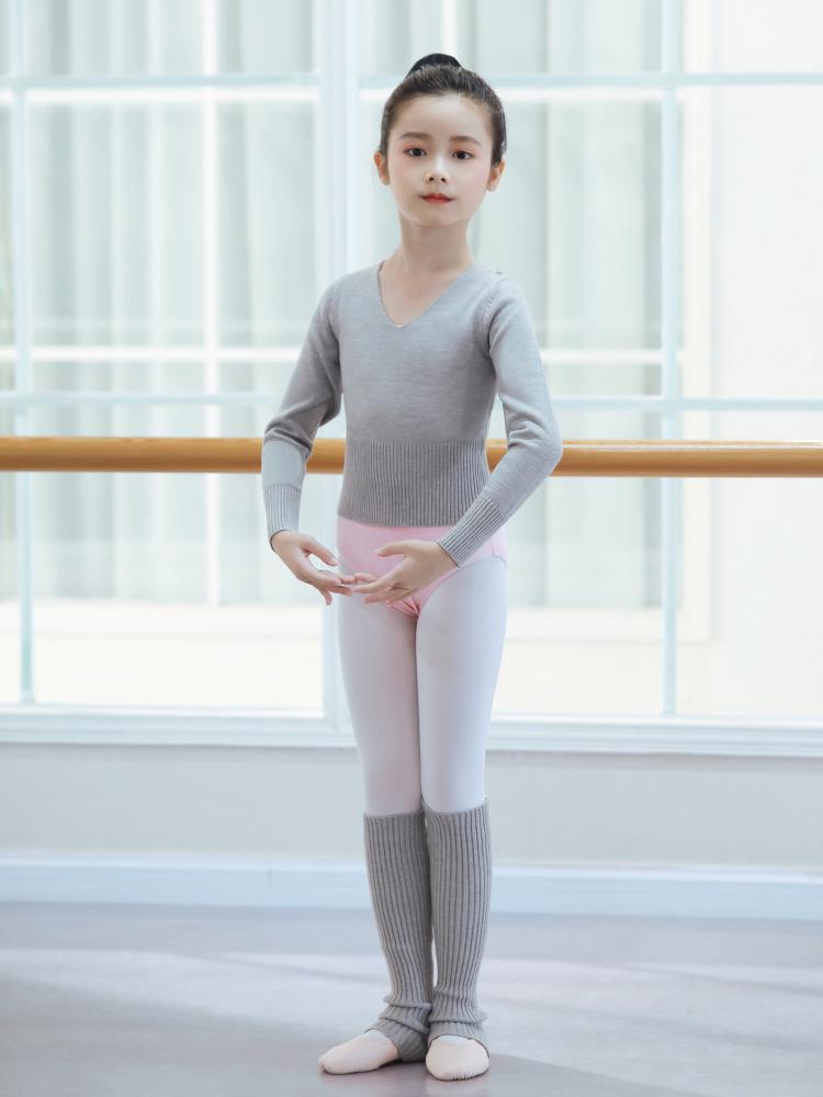Children's Long Sleeve V-Neck Dance Sweater - Autumn/Winter Ballet Outerwear Top