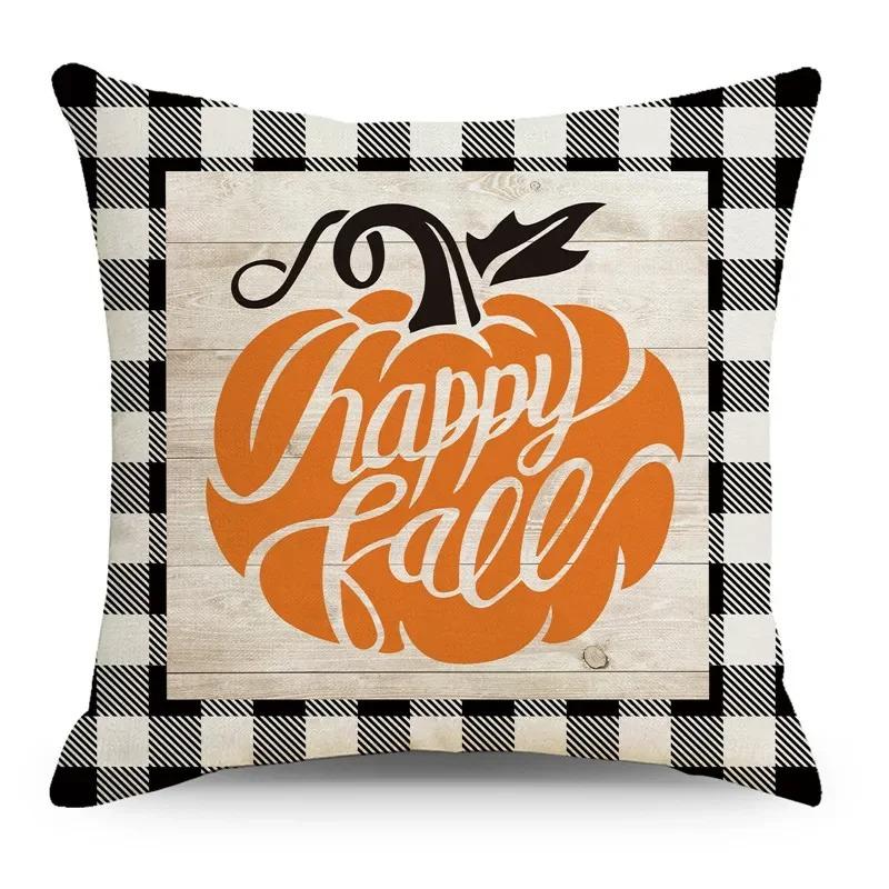 Home Decor Fall Gnome Wishes And Pumpkin Designs Pillow Covers Pattern Cushion Cover Suitable For Sofa Bedroom Car Pillow Cover