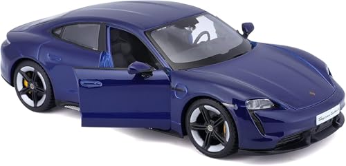 Burago Porsche Taycan 2019 Diecast Model Car, 1/24 Scale, Blue [Imported]