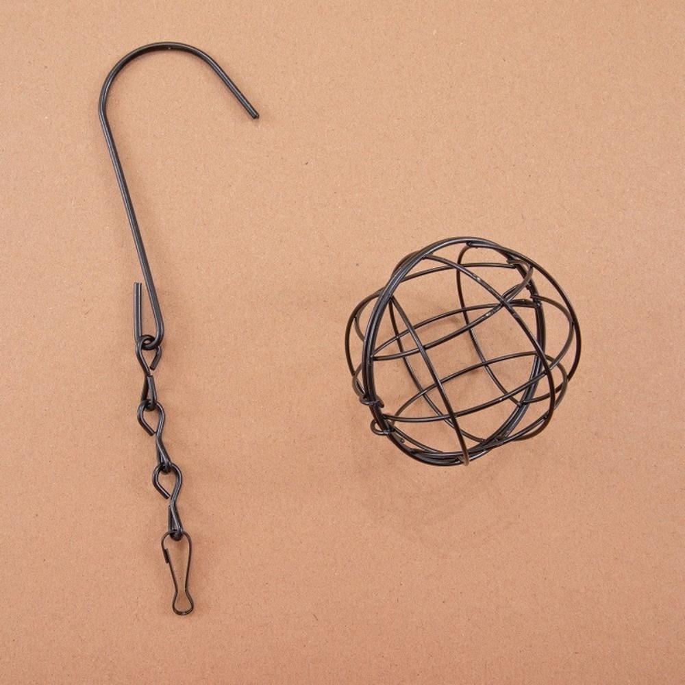 with Hanging Chain Hanging Ball Bird Feeder Metal Suet Ball Bird Feeder Fat Ball Holder  Wild Birds чёрный