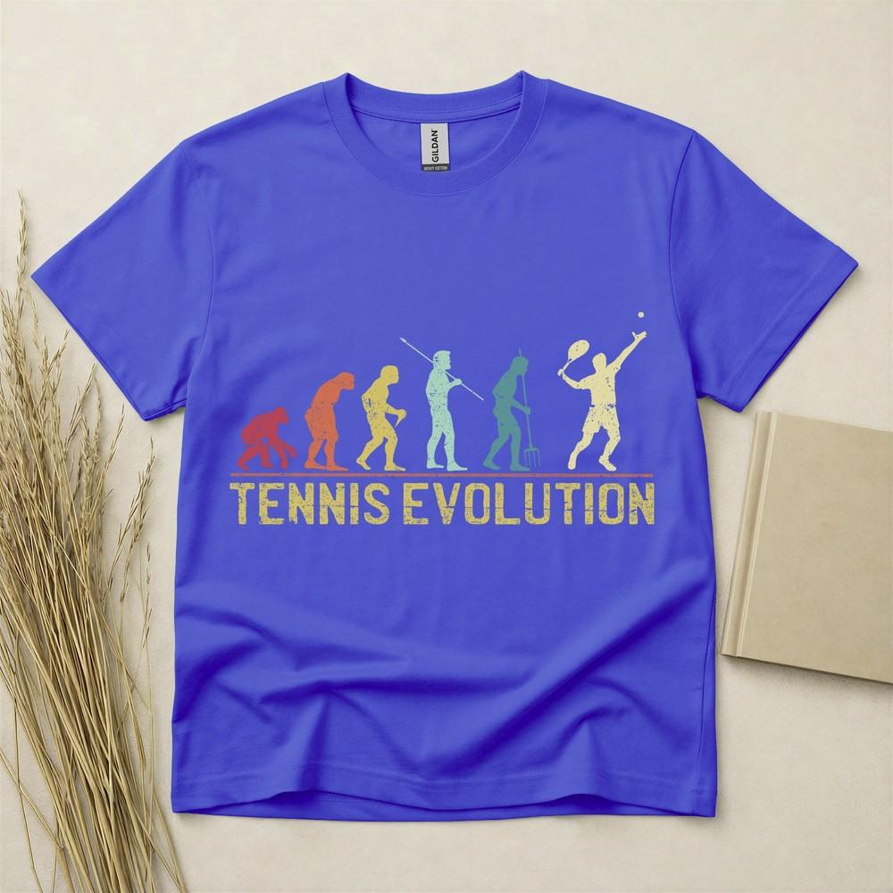 Tennis Evolution T Shirt Funny Tennis Gift Retro Sports Tee Gildan Cotton Top