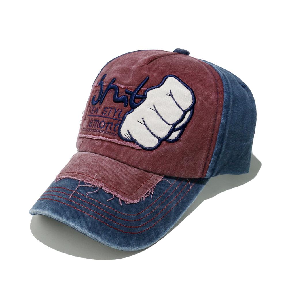 Cross border European and American retro washed denim used fist baseball cap for men and women outdoor sun shading duckbill cap