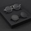 Metal 2pcs Fashion Frame Round Hip Hop Men Sunglasses For Women Vintage Daily Life Shades Eyewear Accessories