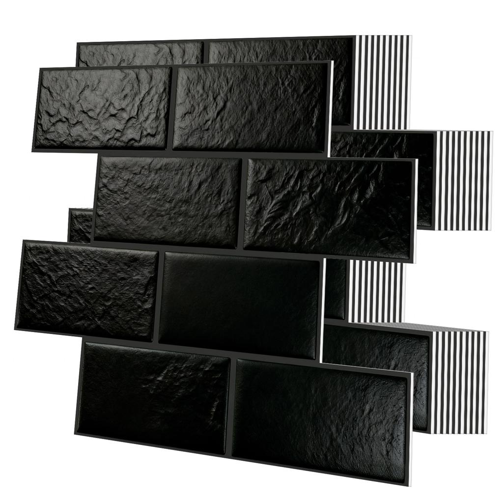 10Pcs Modern Minimalist Mosaic Stick on Backsplash for Kitchen," Peel and Stick Self Adhesive Wall Tiles Back Splashes for Bathroom Brown Marble Look