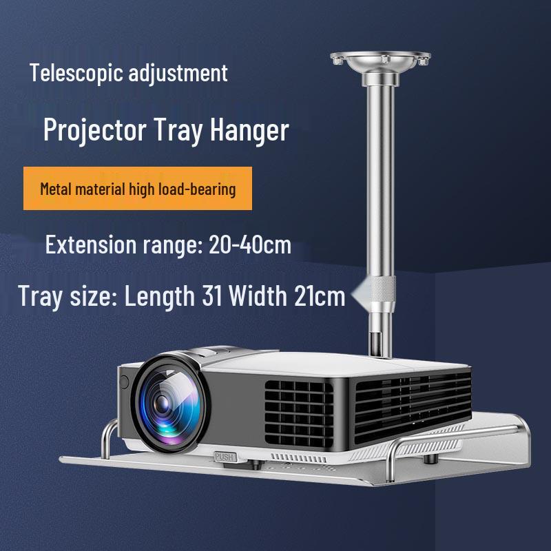 Versatile Projector Ceiling Mount and Wall Bracket with Retractable Lift and Shelf