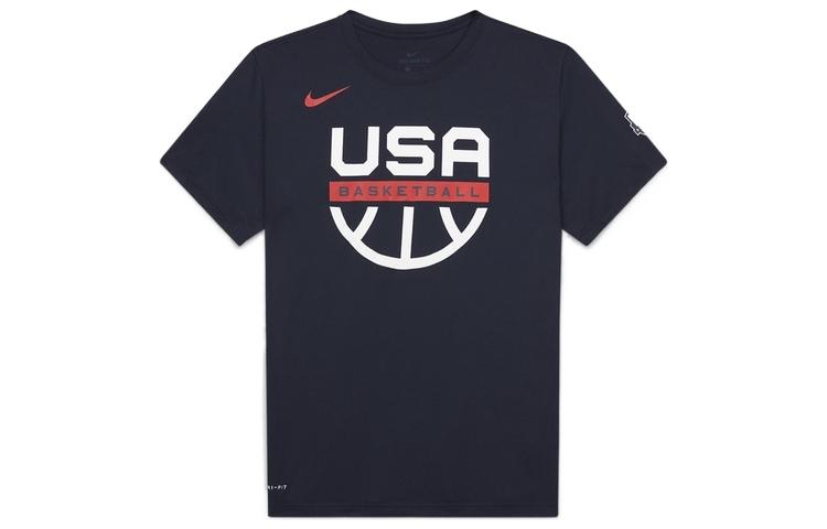Nike T Shirts Men s Marine Blue Crew Neck Moderate Straight Fit CT8783-451 M