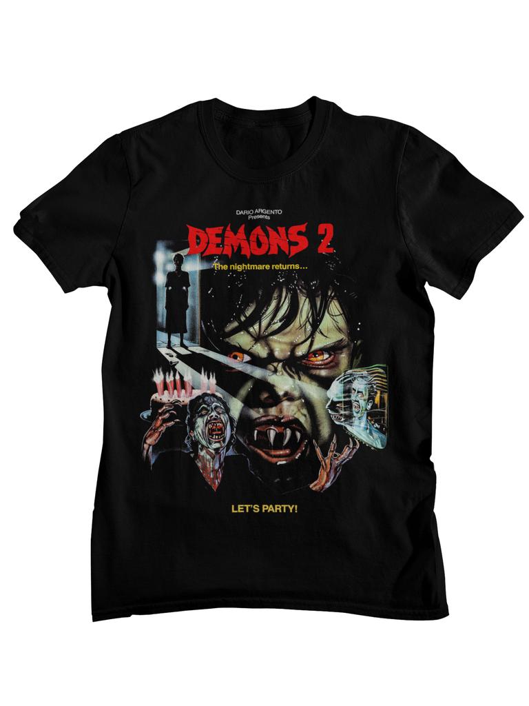 Demons Retro Italian Horror Movie Collage Graphic TShirt Unisex Women Casual Cotton Streetwear Tops